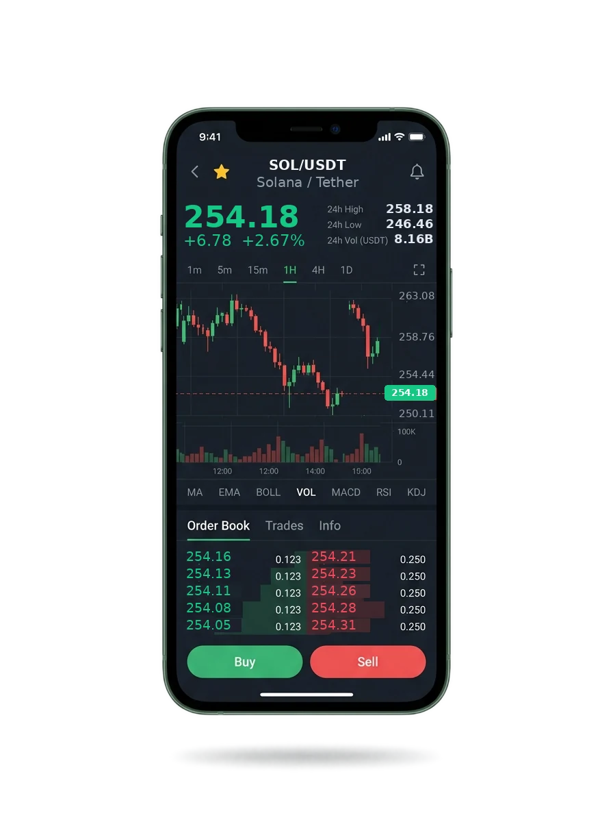 Mobile app screen showing a portfolio summary and a message thread with an account manager